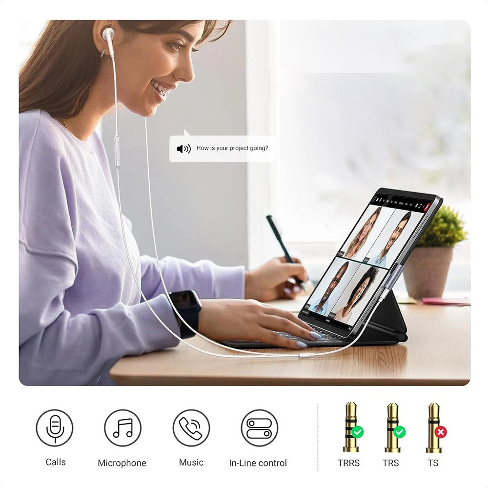 USB-C to 3.5mm UGREEN CM460 (20194) Angled, Gray Audio Adapter