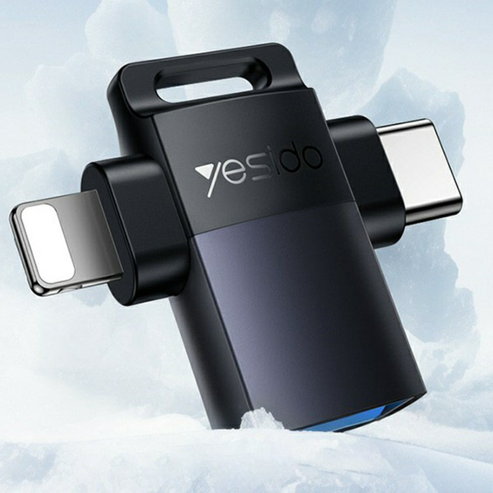 OTG Lightning / USB-C to USB-A Yesido GS35 Adapter, Gray