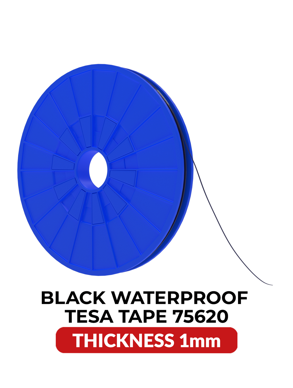 Tesa Adhesive Tape, 1mm, Acrylic, Waterproof, Black