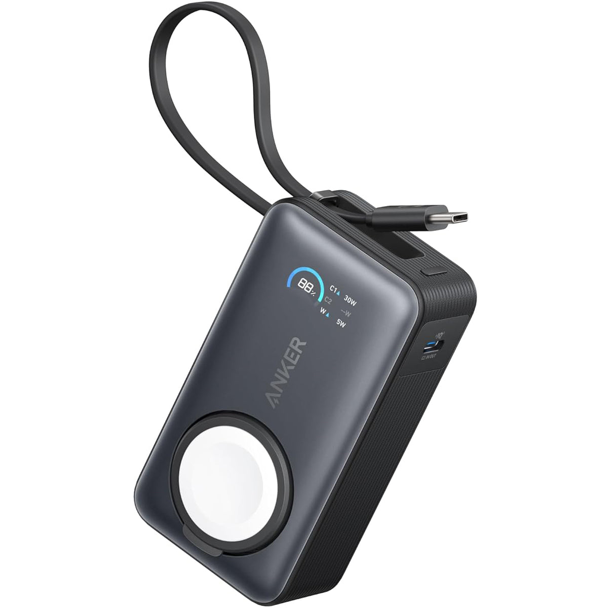 Anker MagGo Wireless External Battery, 10000mAh, 35W, PD + QI, 1 x QI - 2 x USB-C, Black A1657011