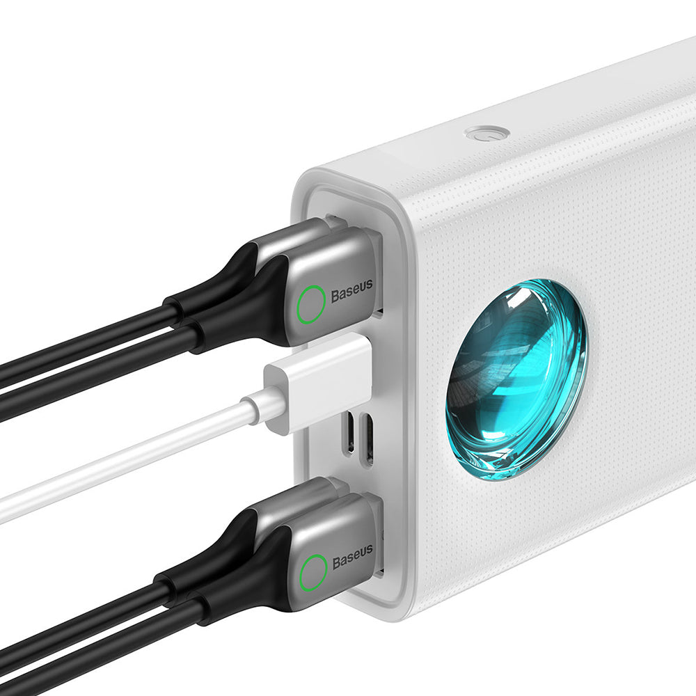 Baseus Amblight External Battery with Digital Display, 30000mAh, 65W, QC + PD, 1 x USB-C - 4 x USB-A, White PPLG000102