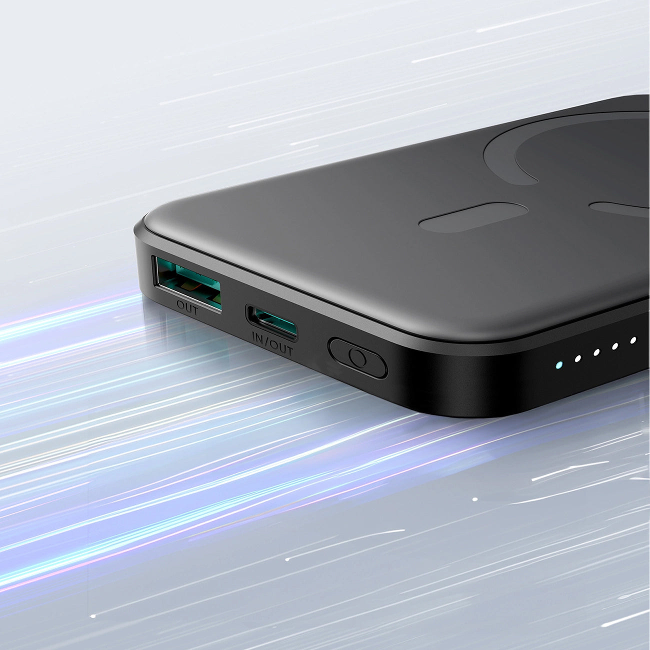 Joyroom JR-W020 Mini Wireless External Battery, 5000mAh, 20W, QC + PD + FQI, 1 x QI - 1 x USB-A - 1 x USB-C, Black