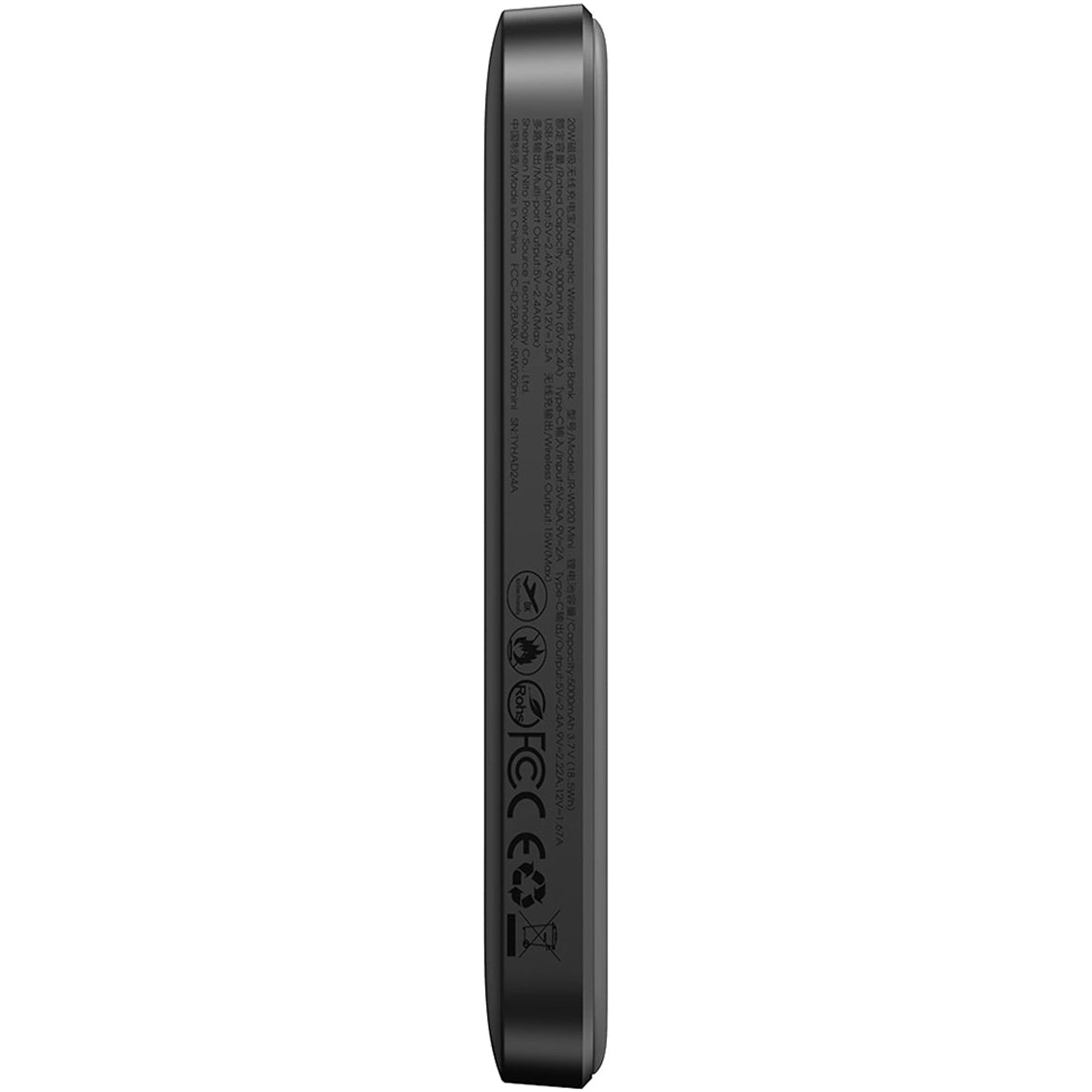 Joyroom JR-W020 Mini Wireless External Battery, 5000mAh, 20W, QC + PD + FQI, 1 x QI - 1 x USB-A - 1 x USB-C, Black