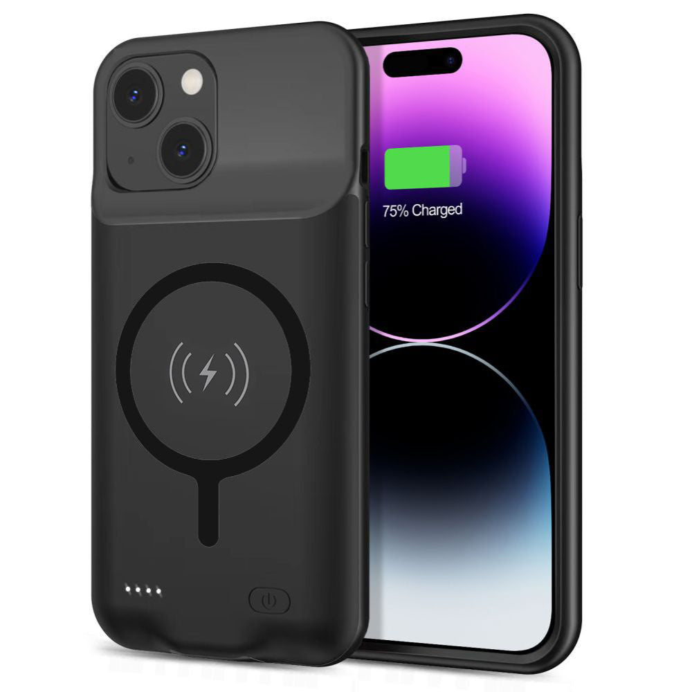 External Battery Case Wireless Techsuit Power Pro Battery for Apple iPhone 15, 7000mAh, Black