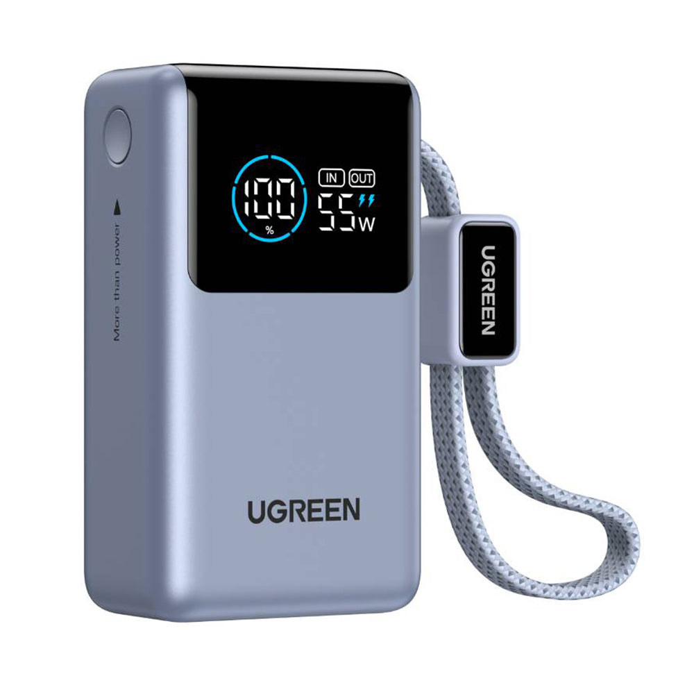 UGREEN Nexode Pro PB727 External Battery (75701B), 10000mAh, 55W, QC + PD, 1 x USB-A - 2 x USB-C, Slate Gray