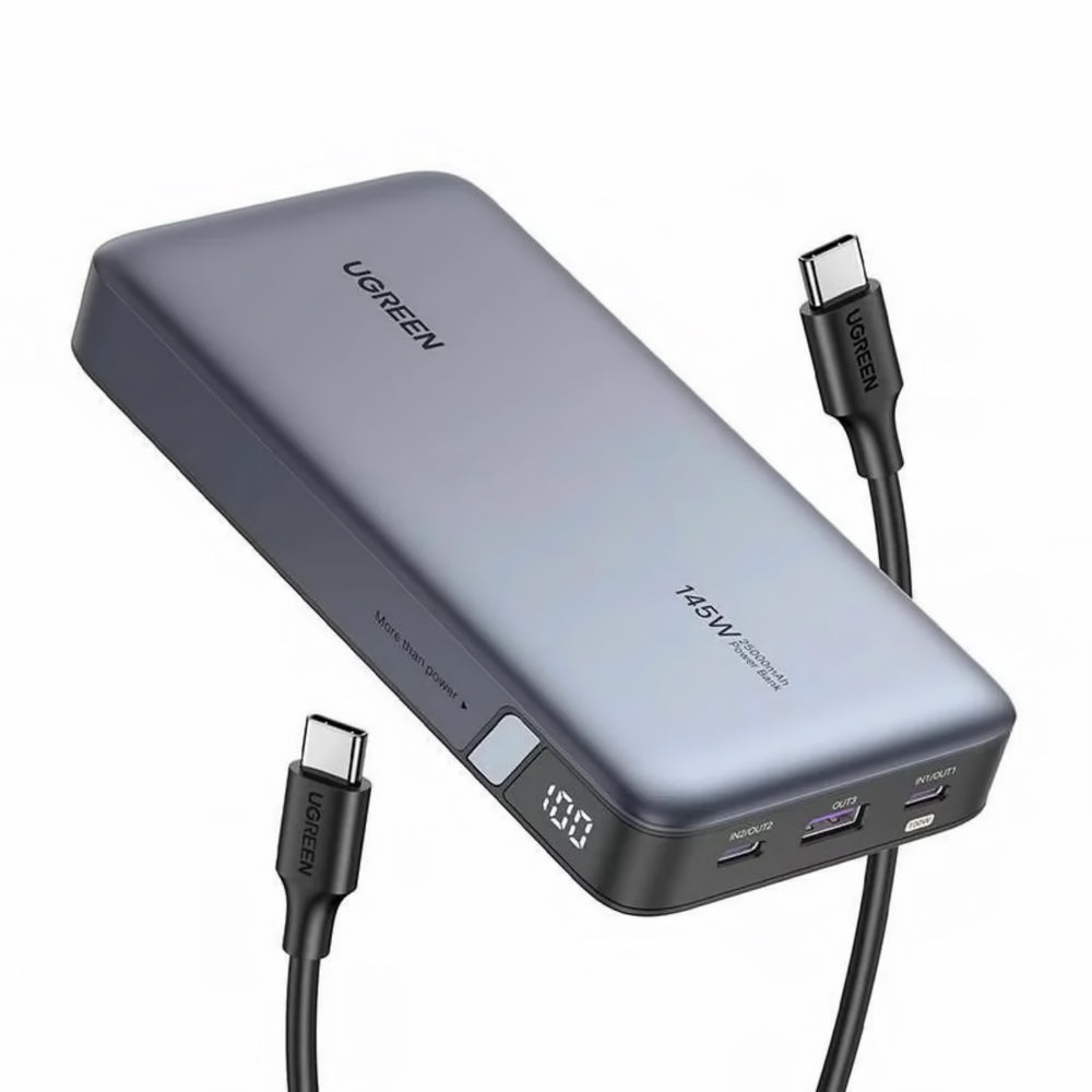 UGREEN PB205 External Battery, 25000mAh, 145W, QC + PD, 1 x USB-A - 2 x USB-C, Gray