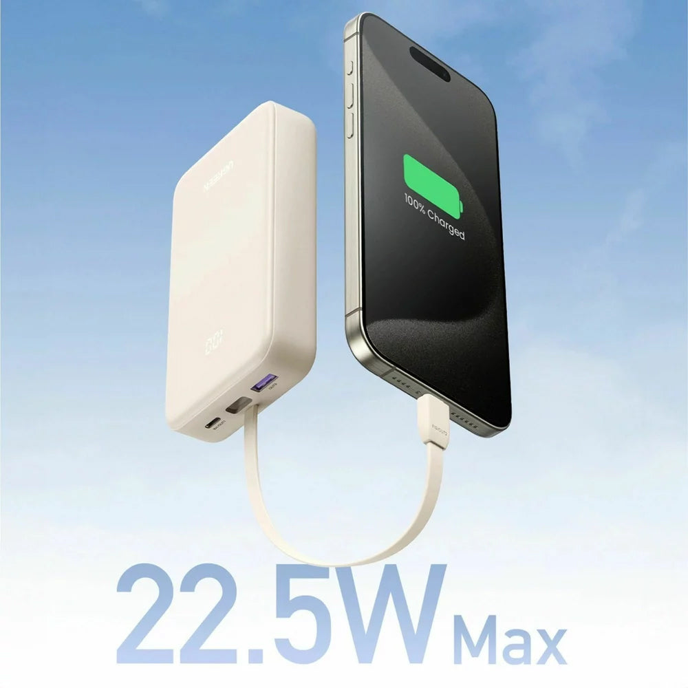 UGREEN PB505 External Battery, 20000mAh, 22.5W, QC + PD, 1 x USB-A - 2 x USB-C, Beige