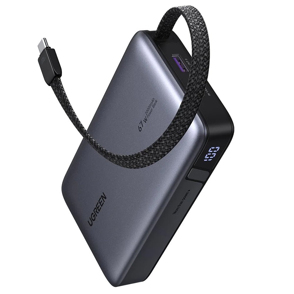 UGREEN PB550 External Battery, 20000mAh, 67W, QC + PD, 1 x USB-A - 2 x USB-C, Gray
