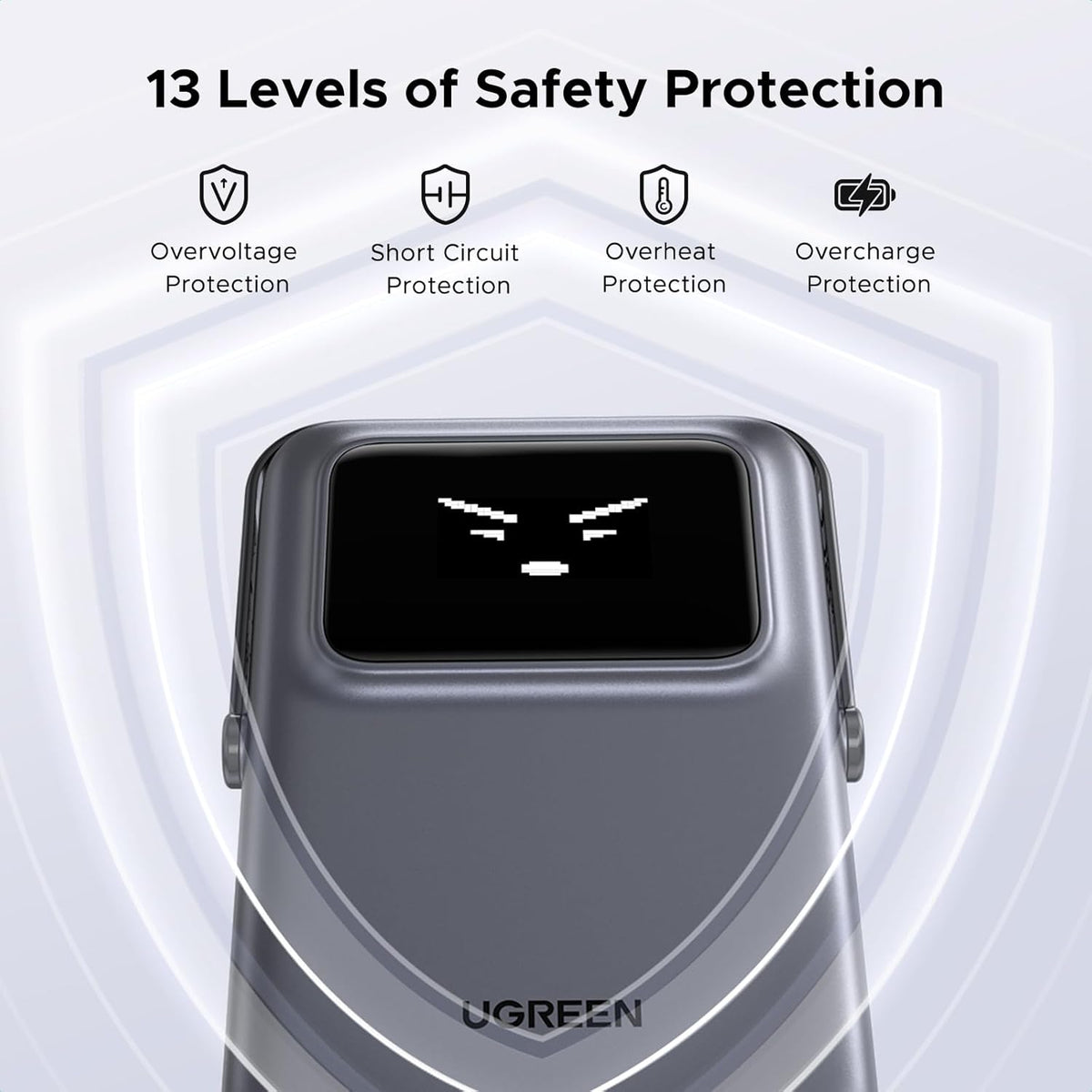 UGREEN PB572 Uno Wireless External Battery, 10000mAh, 20W, PD + FQI, 1 x QI - 1 x USB-C, Gray