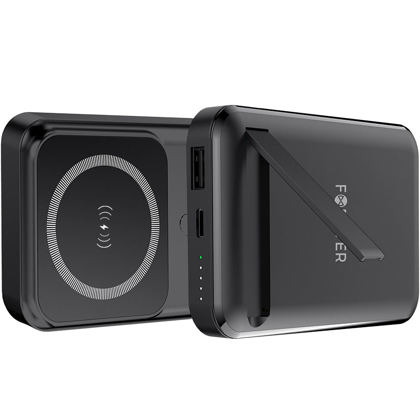 Forever MATB-100 Wireless External Battery, 10000mAh, 22.5W, QC + PD + FQI, 1 x QI - 1 x USB-A - 1 x USB-C, Black