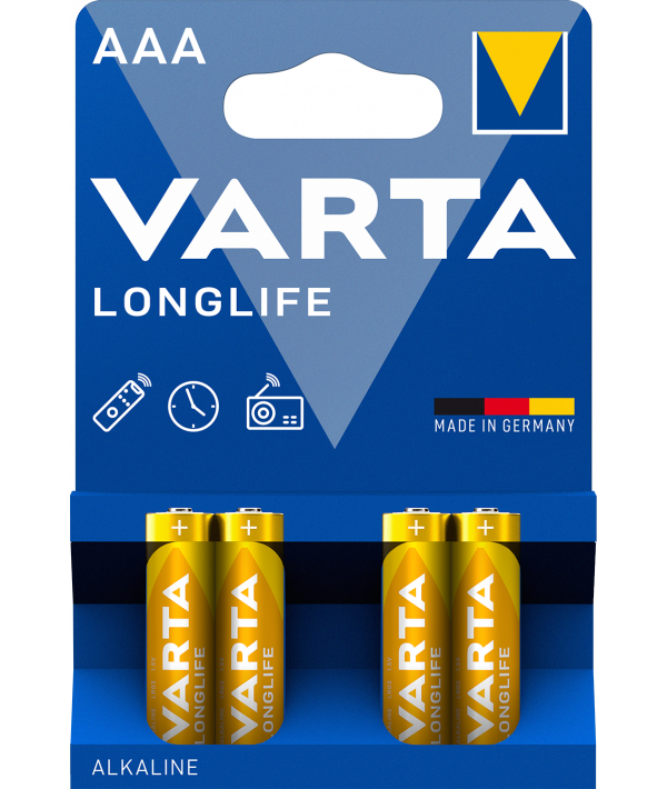 Varta Longlife Battery 4903, AAA / LR3, Set of 4 pieces