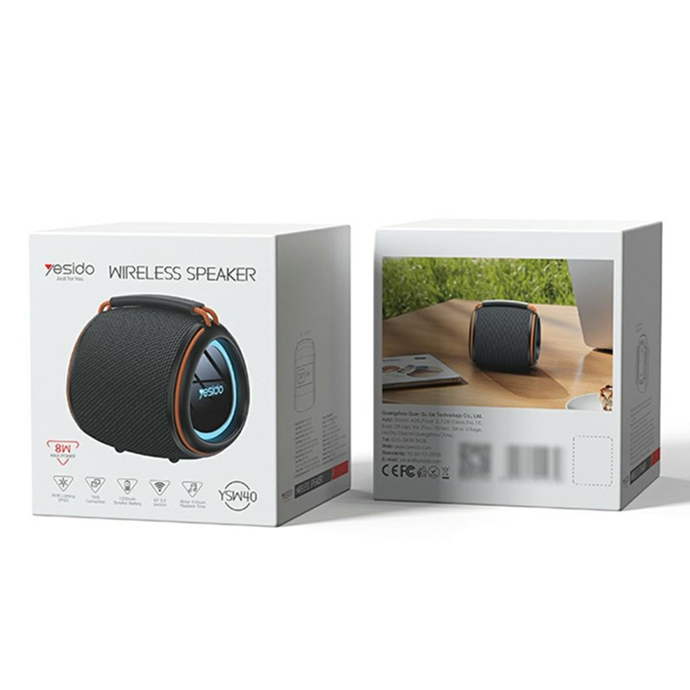 Yesido YSW40 Portable Bluetooth Speaker, 8W, RGB, Black