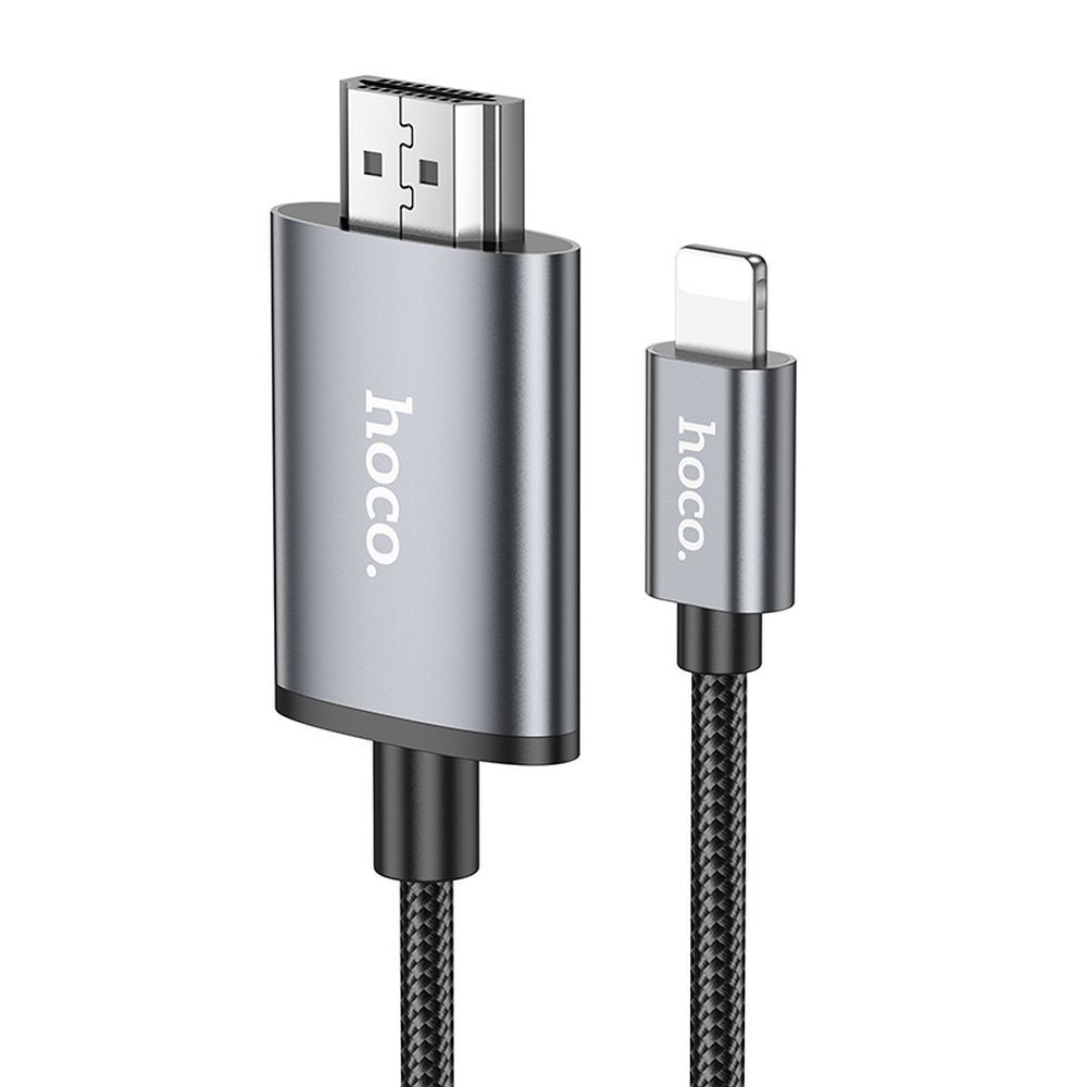 Lightning - HDMI Audio and Video Cable HOCO UA27, 2m, Gray