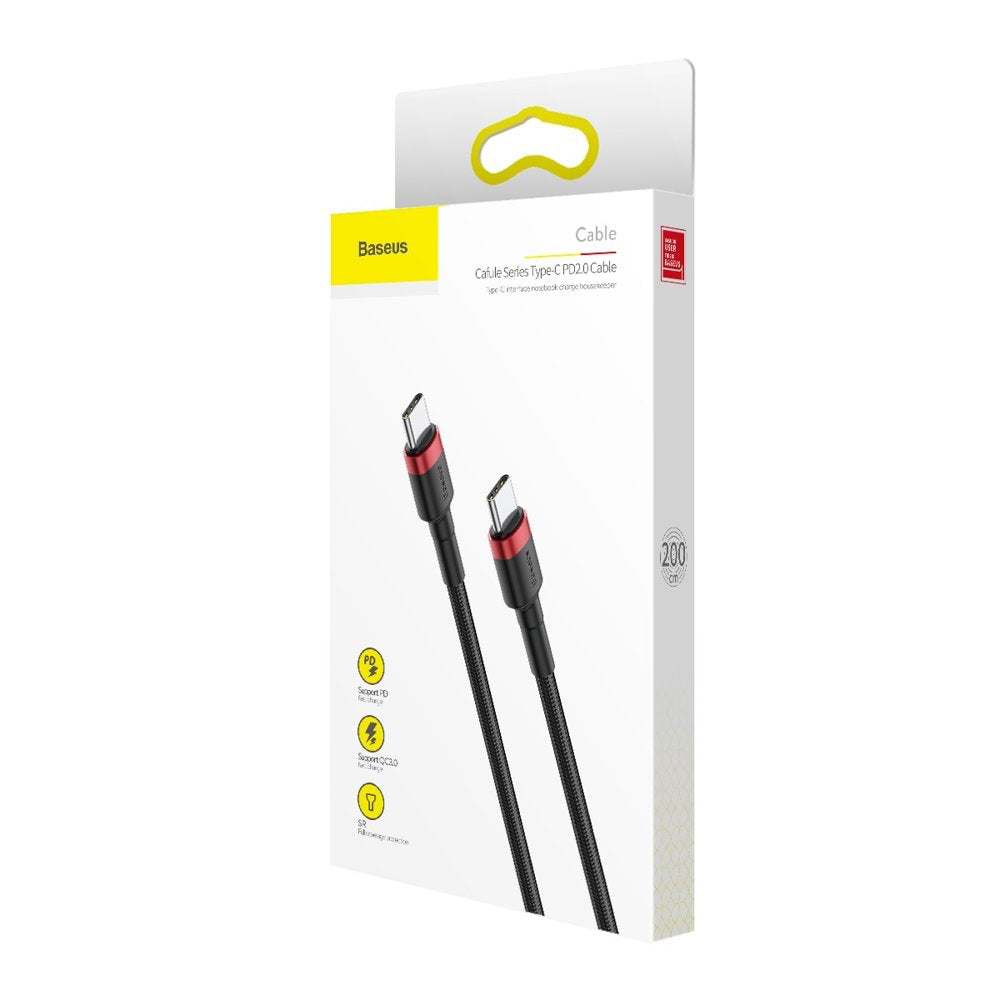 Data and Charging Cable USB-C - USB-C Baseus Cafule, 60W, 2m, Red CATKLF-H91
