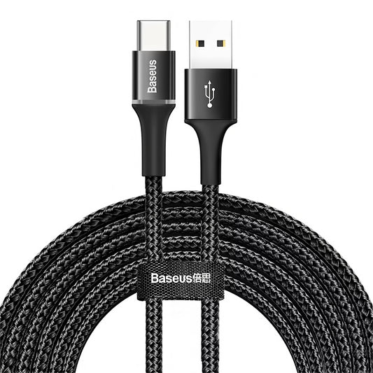 USB-A to USB-C Baseus Halo Data and Charging Cable, 18W, 3m, Black