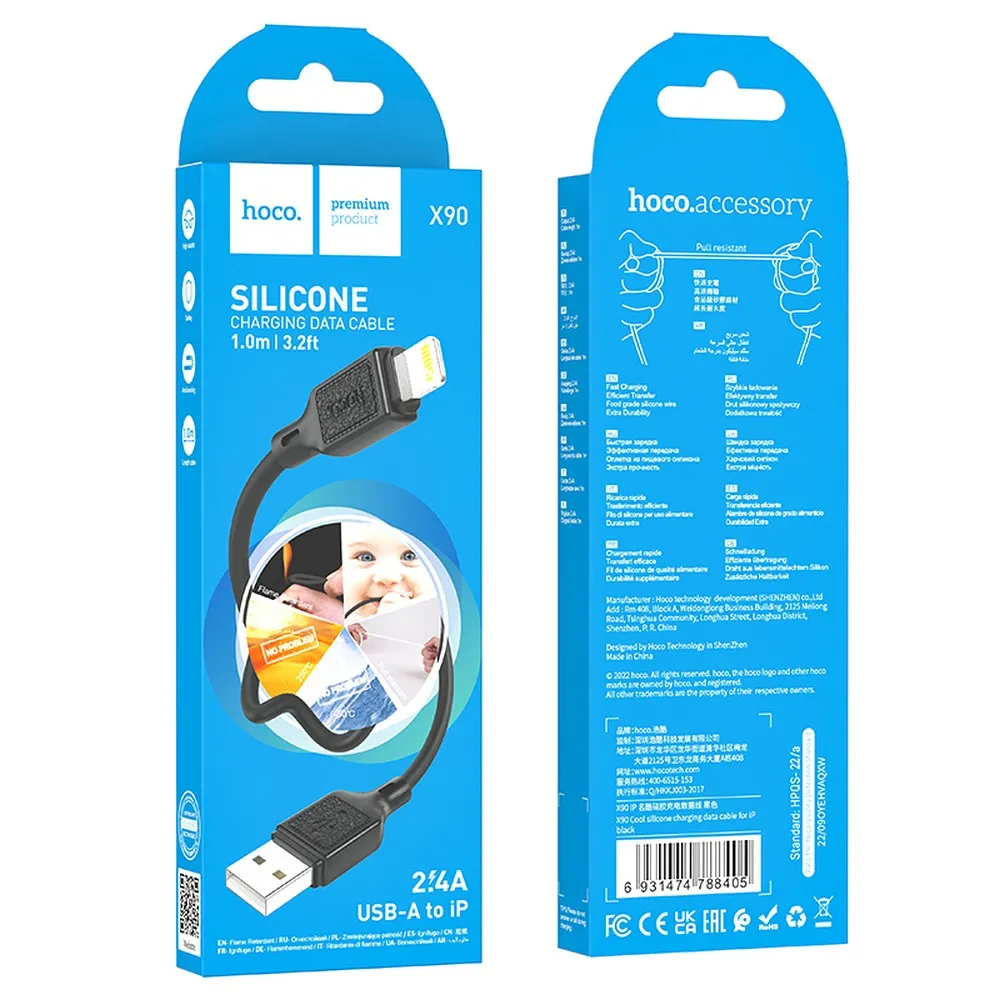 HOCO X90 USB-A - microUSB Data and Charging Cable HOCO X90, 18W, 1m, Black