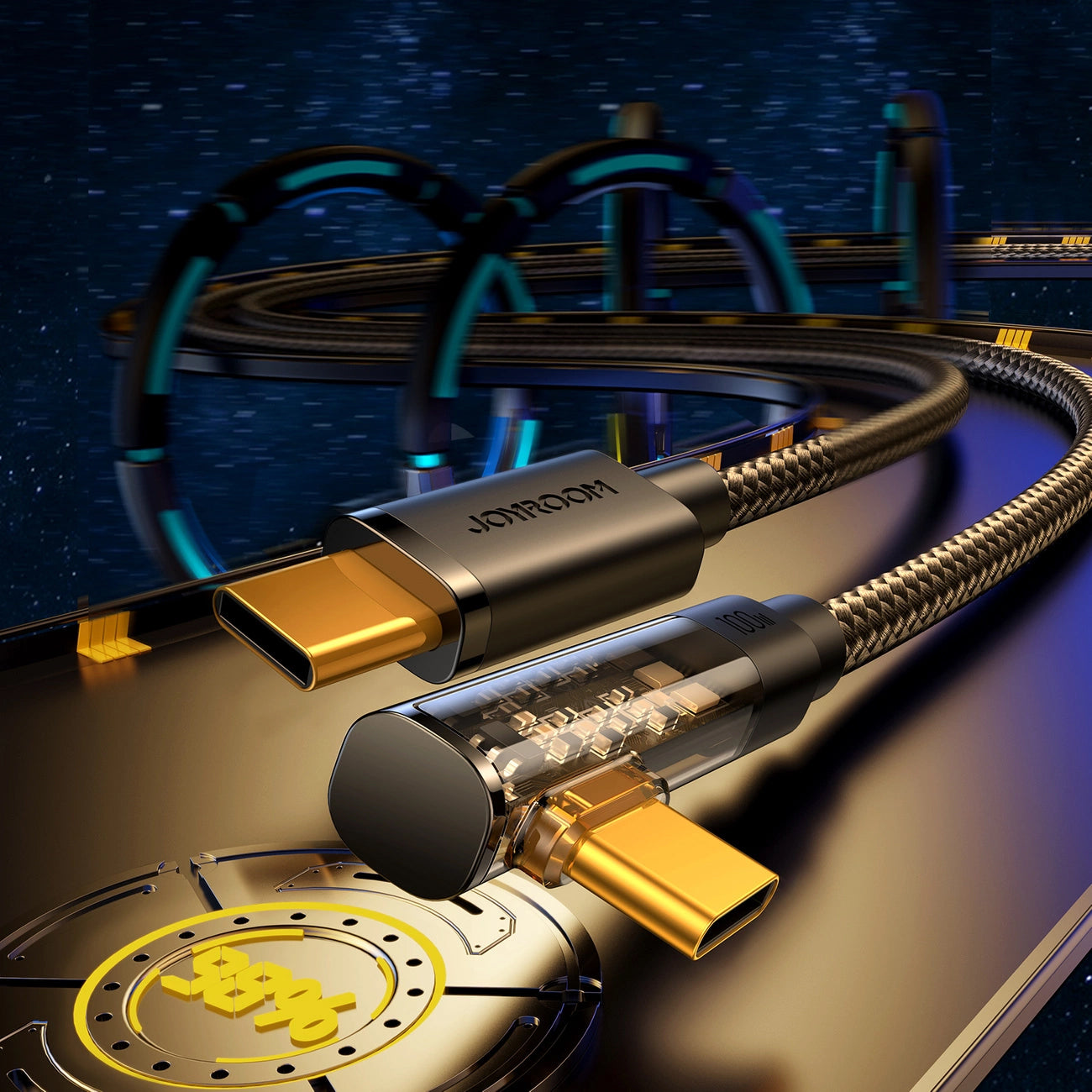 USB-C Data and Charging Cable - USB-C Joyroom S-A6 Angled, 100W, 1.2m, Black