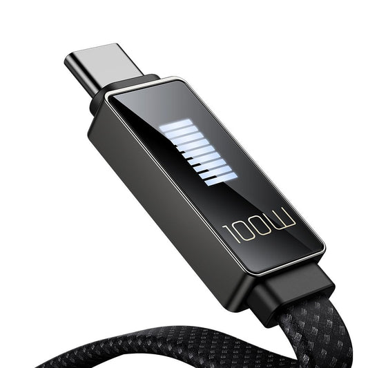 USB-A to USB-C McDodo CA-4980 Rythm Display Data and Charging Cable, 100W, 1.2m, Black