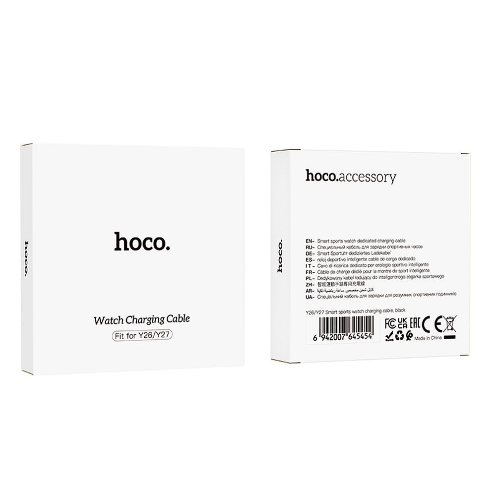 Charging Cable for HOCO Y26 / Y27 Smartwatch, USB-A, Black