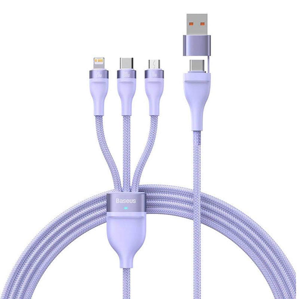 USB-A / USB-C - Lightning / microUSB / USB-C Baseus Flash Series II 3in1 Charging Cable, 100W, 1.2m, Purple CASS030105