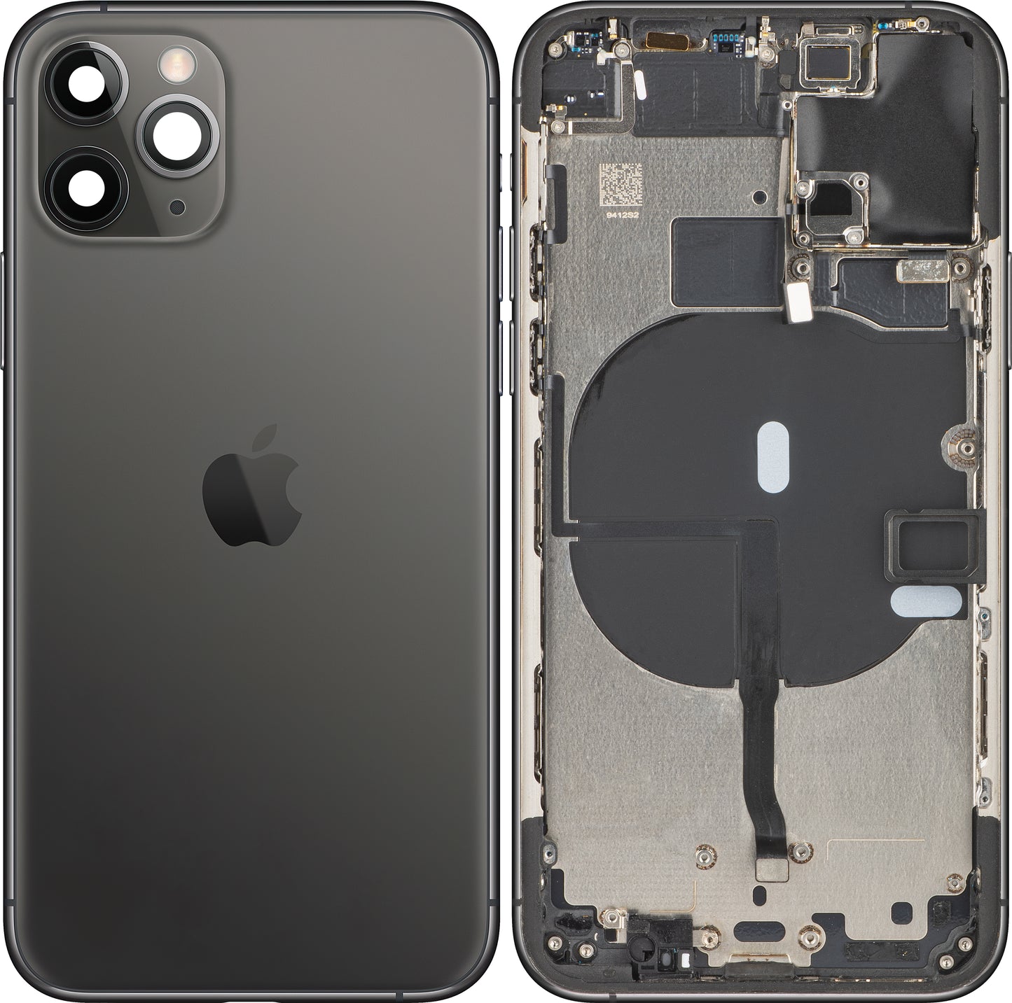 Apple iPhone 11 Pro Battery Cover, With Half Case, Black (Matte Space Gray), Swap (Grade B)