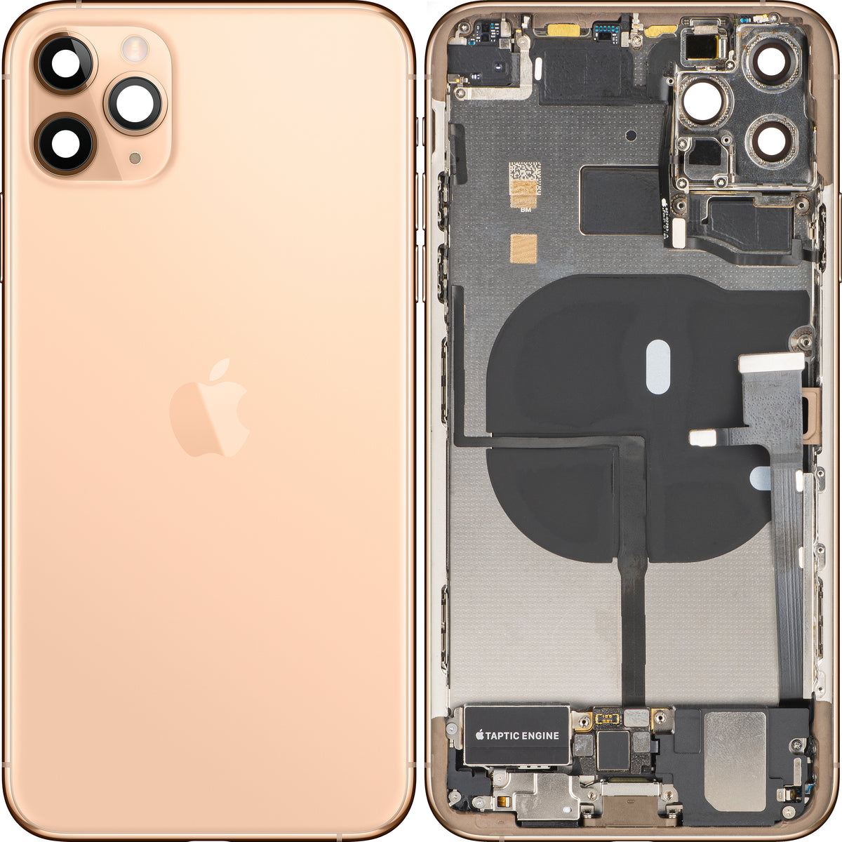 Apple iPhone 11 Pro Max Battery Cover, With Middle Case, Full Parts, Gold (Matte Gold), Premium Swap