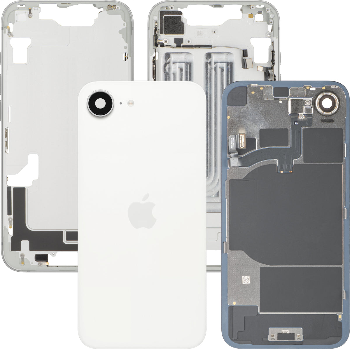 Apple iPhone 16e Battery Cover, With Middle Case, White, Premium Swap