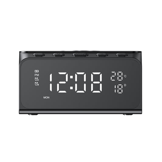 HAVIT W3041 6in1 Digital Clock with Wireless QI Charging, Black