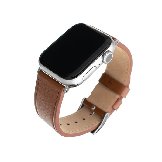 Fixed Leather Strap for Apple Watch 49mm / 46mm / 45mm / 44mm / 42mm Series, Brown