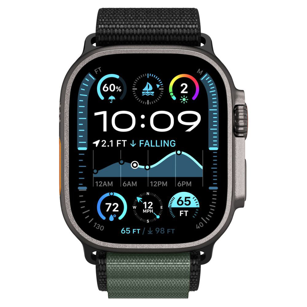 Spigen WBF1 Strap for Apple Watch 49mm / 46mm / 45mm / 44mm Series, Black Green AMP10223