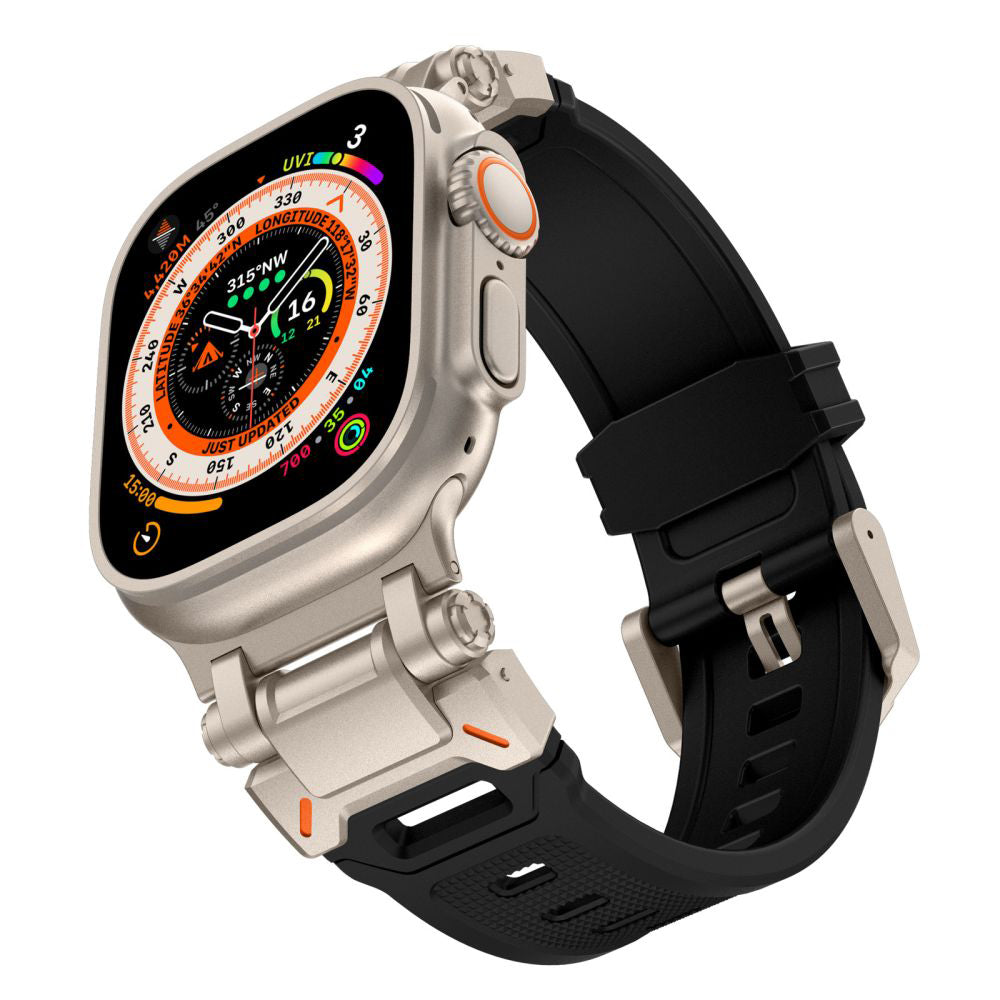 Techsuit W064 Strap for Apple Watch 49mm / 46mm / 45mm / 44mm / 42mm Series, Black Silver