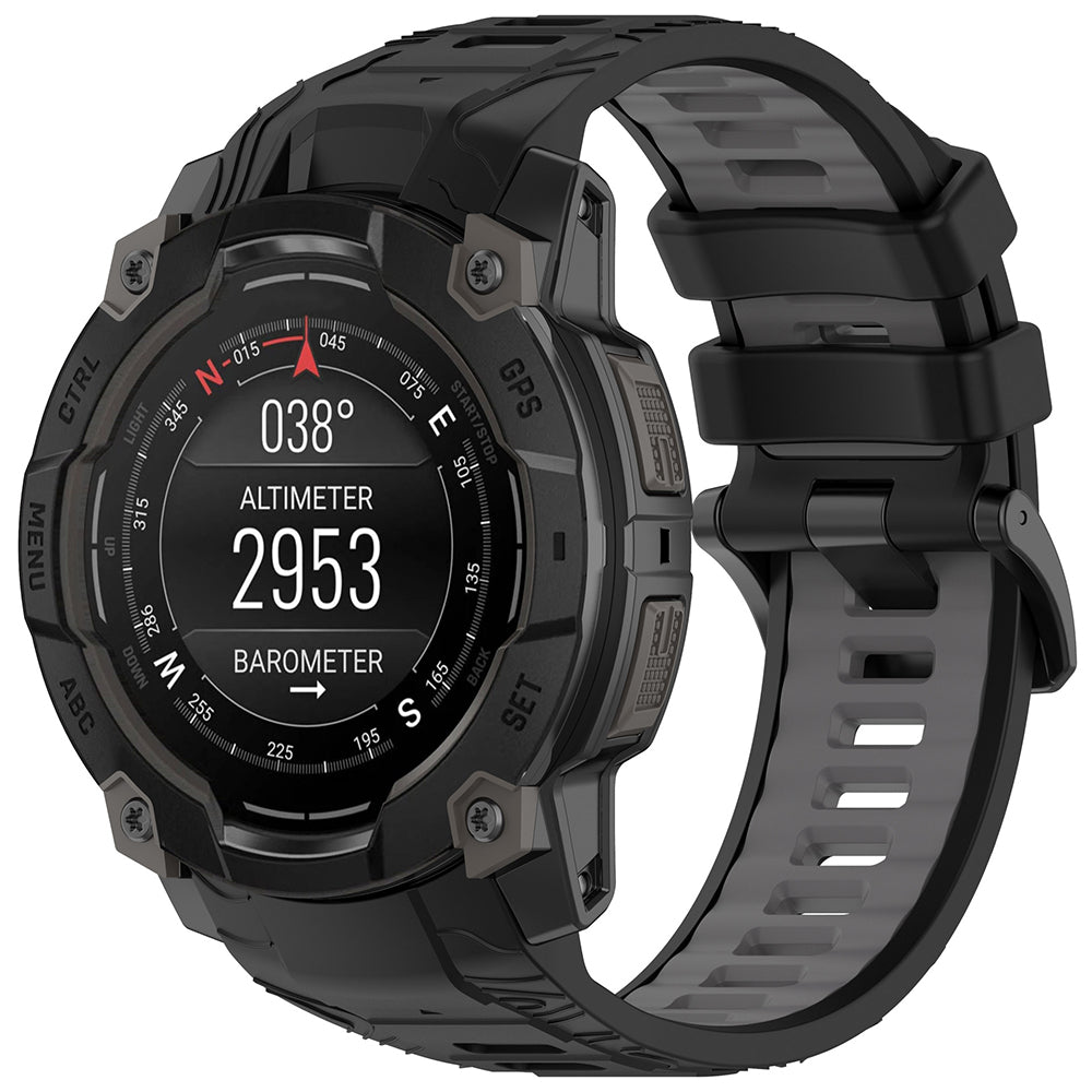 Techsuit W077 Strap for Garmin Instinct 3 50mm Solar / Instinct 3 50mm, Black Grey