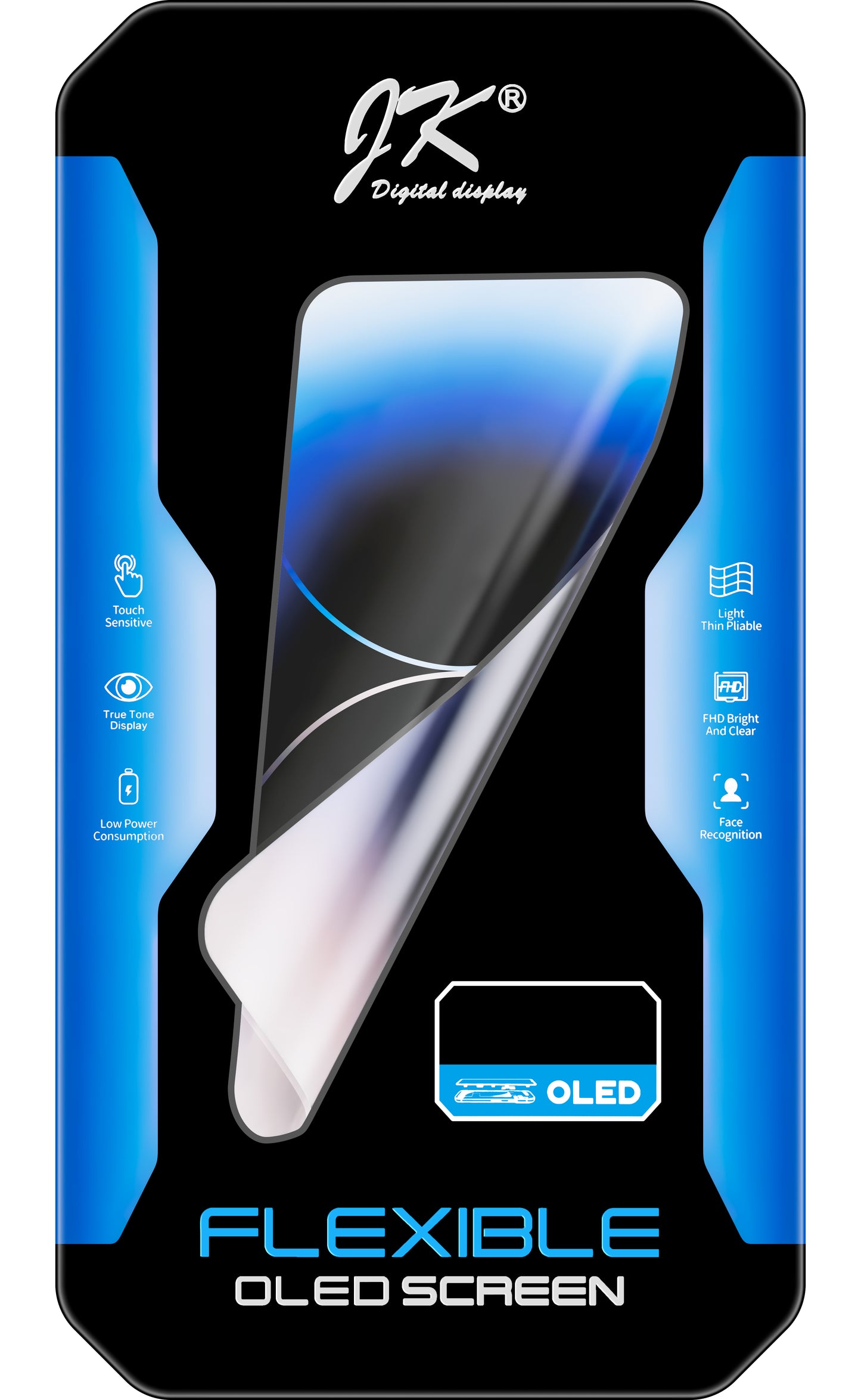 JK Touchscreen Display for Apple iPhone 13, with Frame, OLED IC Movable Version, Black