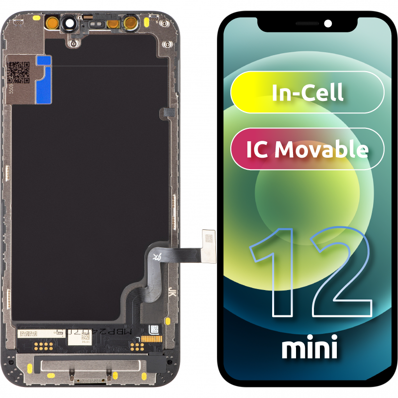 JK Touchscreen Display for Apple iPhone 12 mini, with Frame, Movable IC In-Cell LCD Version, Black