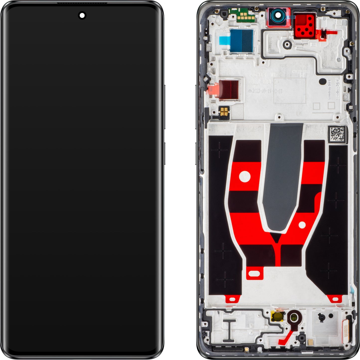 Oppo Reno10 Touchscreen Display with Frame, Black (Silvery Grey), Service Pack 621029000060