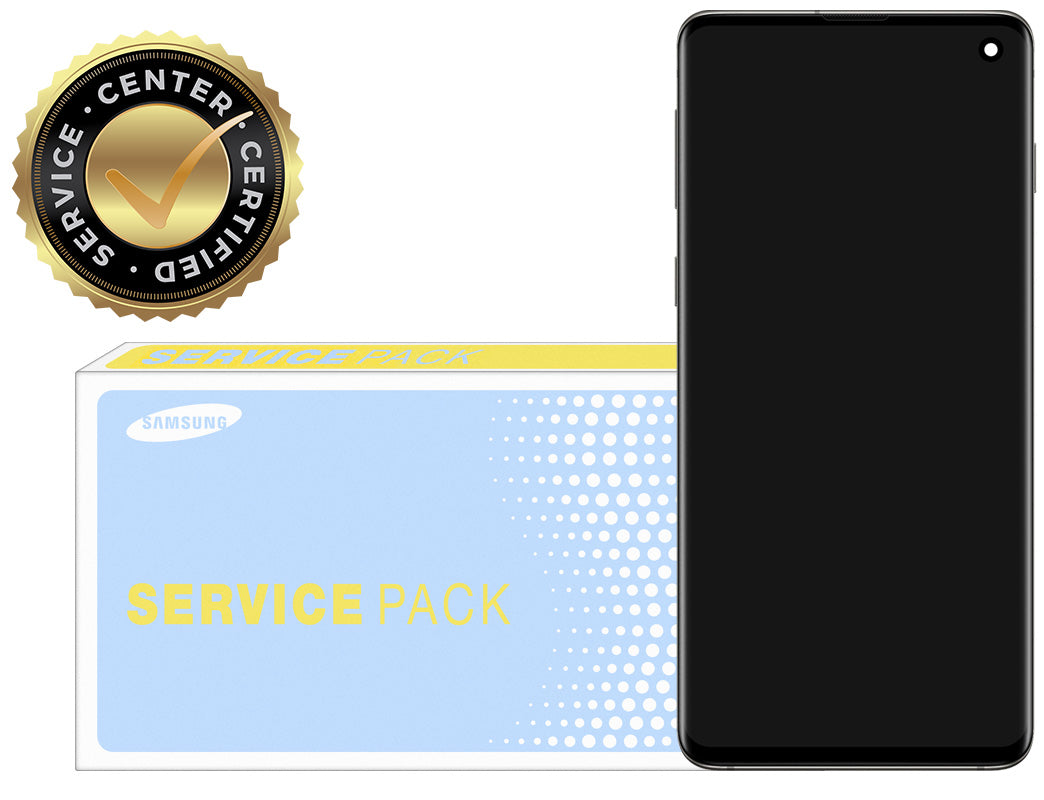 Samsung Galaxy Galaxy S10 G973 Touchscreen Display with Frame, Silver (Prism White), Service Pack GH82-18850B