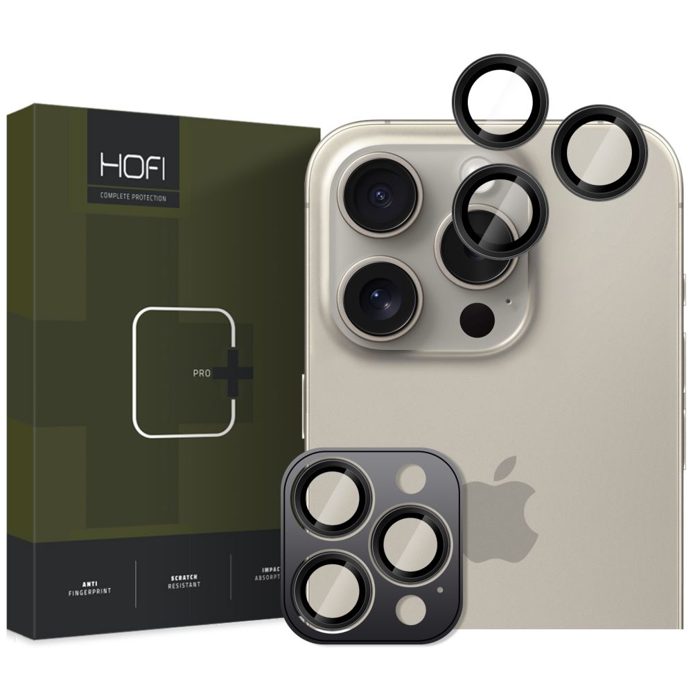 Back Camera Protection Film HOFI CamRing PRO+ for Apple iPhone 16 Pro Max / 16 Pro, Tempered Glass, Black