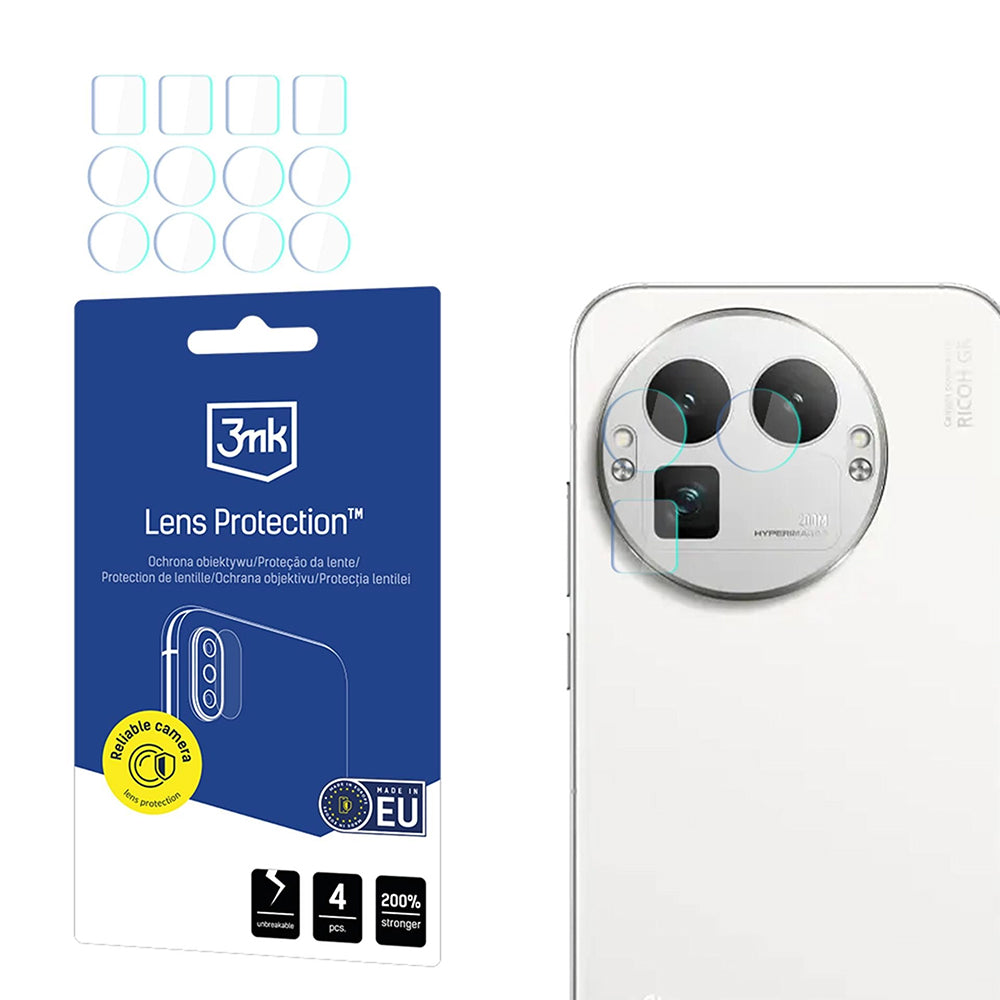 Back Camera Protection Film 3MK Protection for Realme GT 8 Pro, Tempered Glass, Set of 4 pieces, Transparent