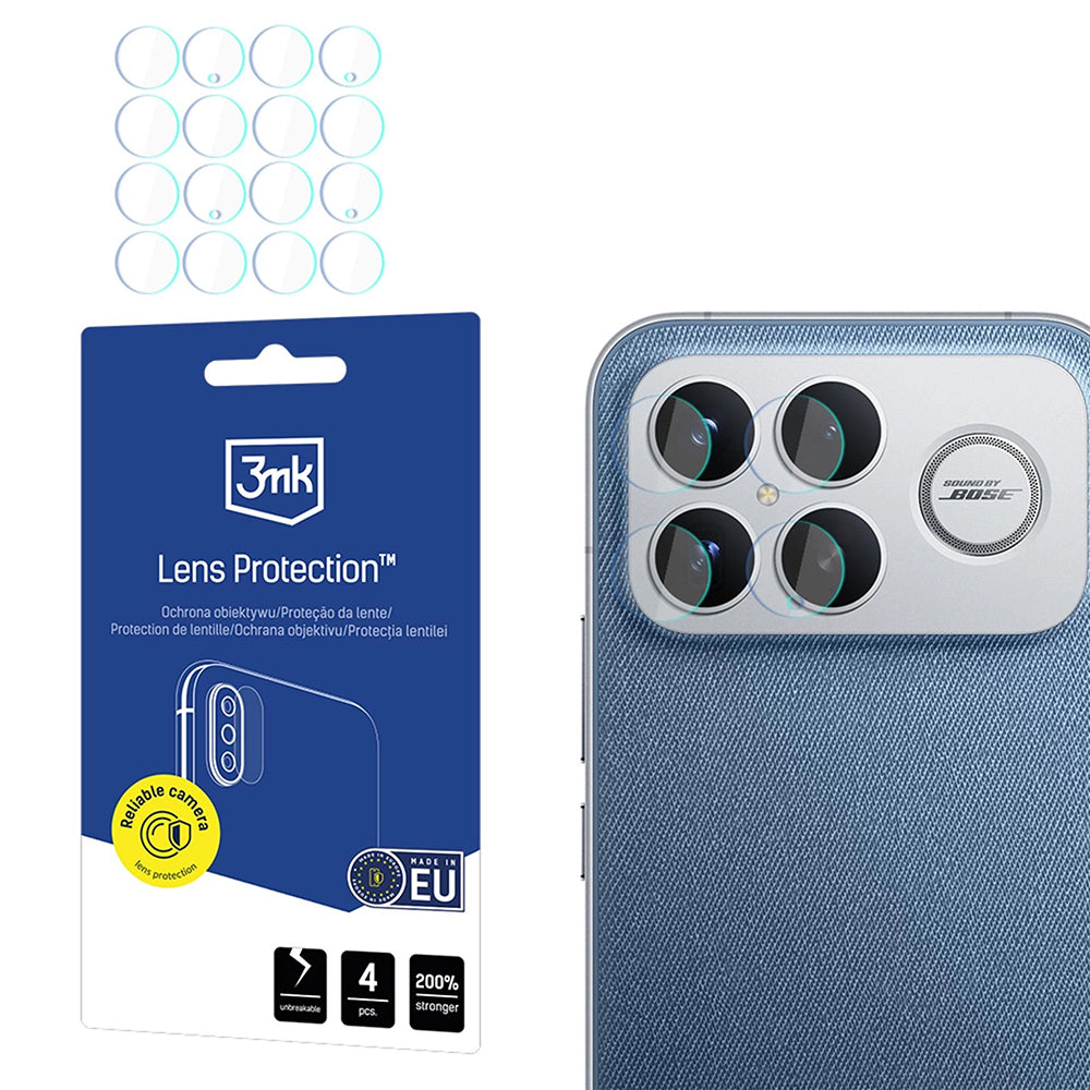 Back Camera Protection Film 3MK Protection for Xiaomi Poco F8 Ultra, Tempered Glass, Set of 4 pieces, Transparent
