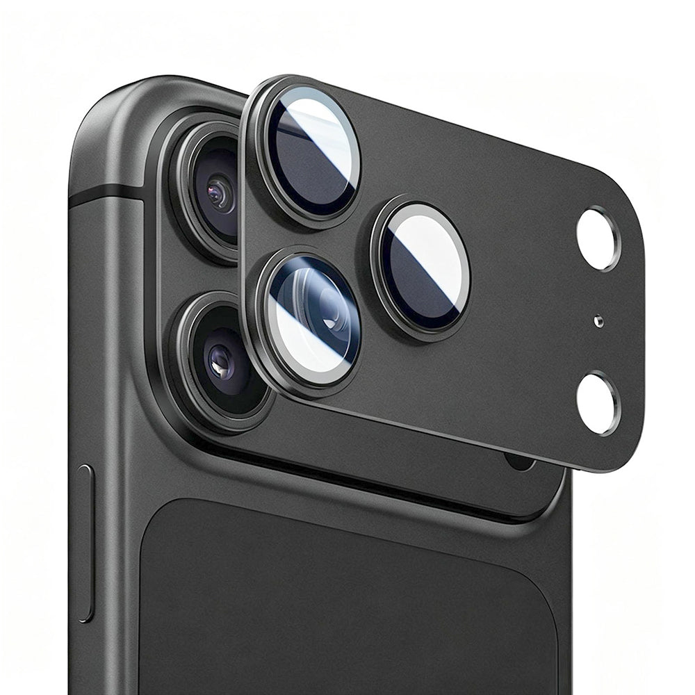 Blueo Integrated Metal Rear Camera Protector for Apple iPhone 18 Pro, Tempered Glass, Black