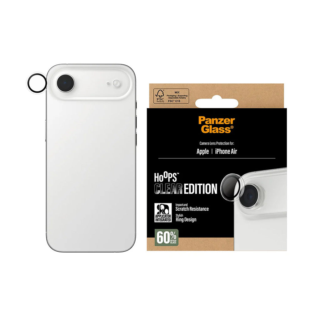 Back Camera Protection Film PanzerGlass Hoops for Apple iPhone 17 Air, Tempered Glass, Transparent