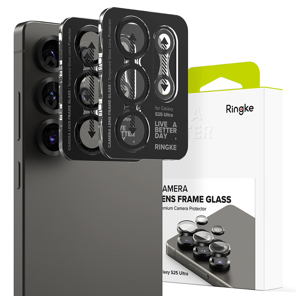 Ringke Rear Camera Protection Film for Samsung Galaxy S25 Ultra S938, Tempered Glass, Black