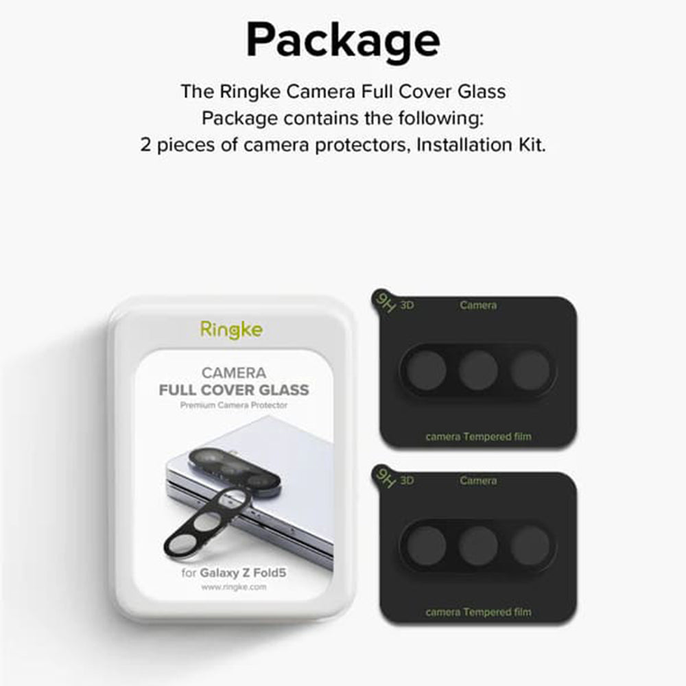 Ringke Rear Camera Protective Film for Samsung Galaxy Z Fold5 F946, Tempered Glass, Set of 2 Pieces, Transparent