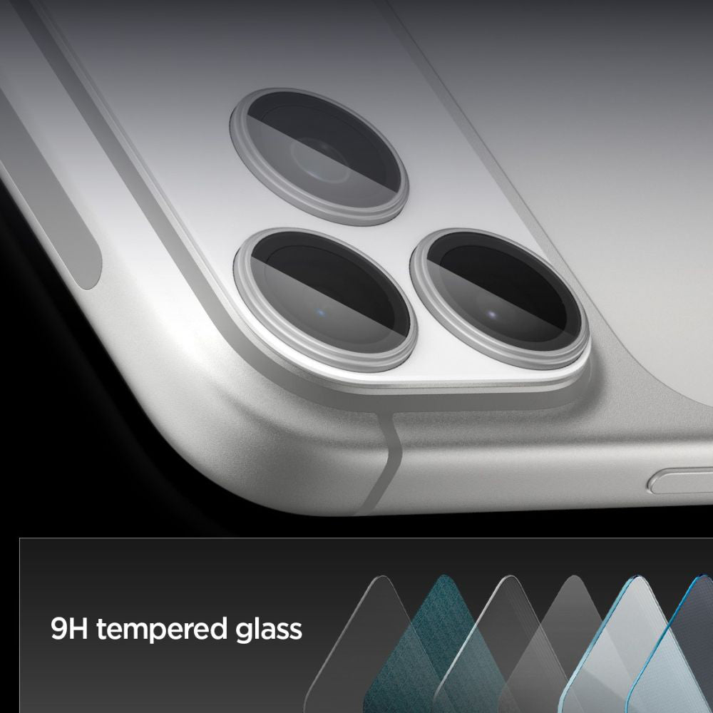 Spigen GlastR EZ FIT Optik Pro XL Rear Camera Protector for Apple iPhone 17 Pro, Tempered Glass, Silver AGL10647