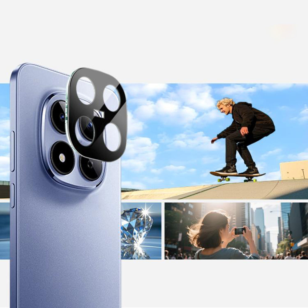Techsuit Rear Camera Protection Film for Xiaomi Redmi Note 15 Pro 4G, Tempered Glass, Black