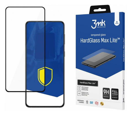 Protective Screen Cover 3MK HardGlass Max Lite for Samsung Galaxy S22 5G S901, Glass Protected, Full Glue, Black