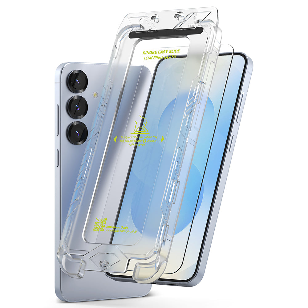 Ringke Easy Slide Screen Protector for Samsung Galaxy S25 S931, Tempered Glass, Full Glue, Set of 2 Pieces
