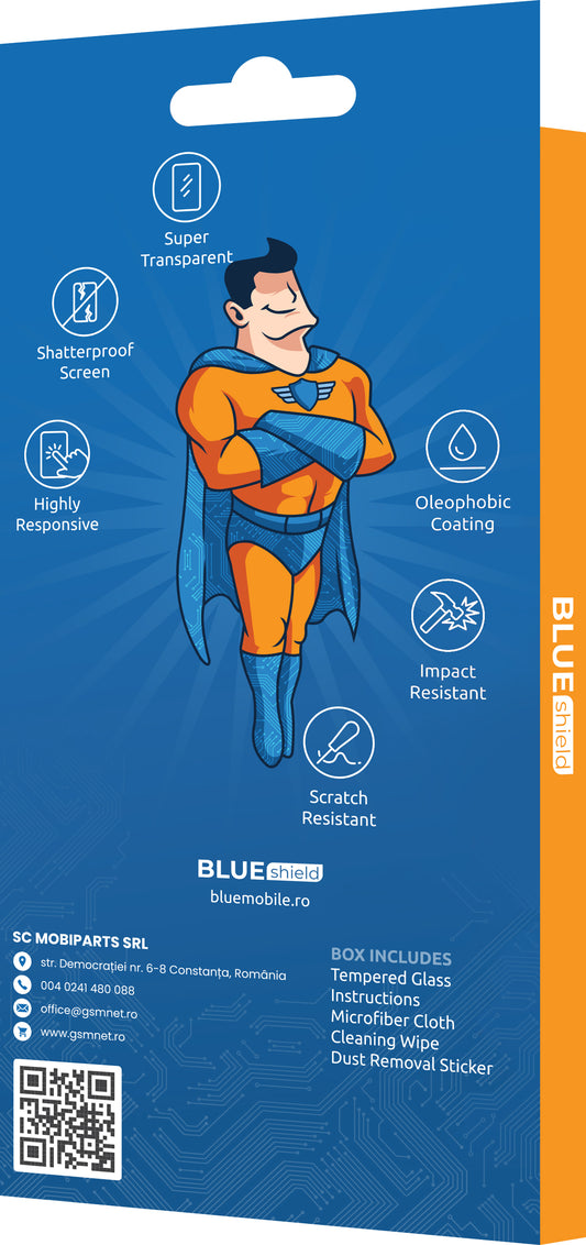 Blue Shield Screen Protector for Honor X9c / Magic7 Lite, Tempered Glass, Edge Glue, Case Friendly, Black