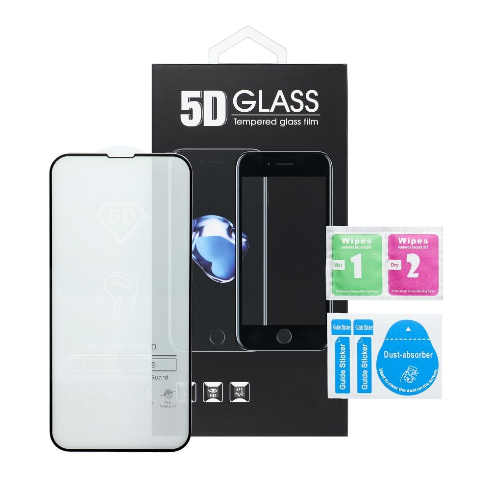 OEM Screen Protector for Apple iPhone 17, Tempered Glass, Full Glue, 5D, Black
