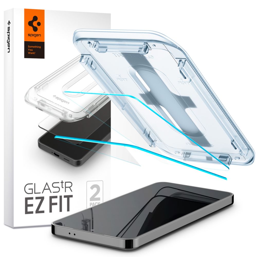 Spigen GlastR EZ FIT Screen Protector for Samsung Galaxy S25 S931 / S24 S921, Tempered Glass, Full Glue, Set of 2 pieces AGL07440